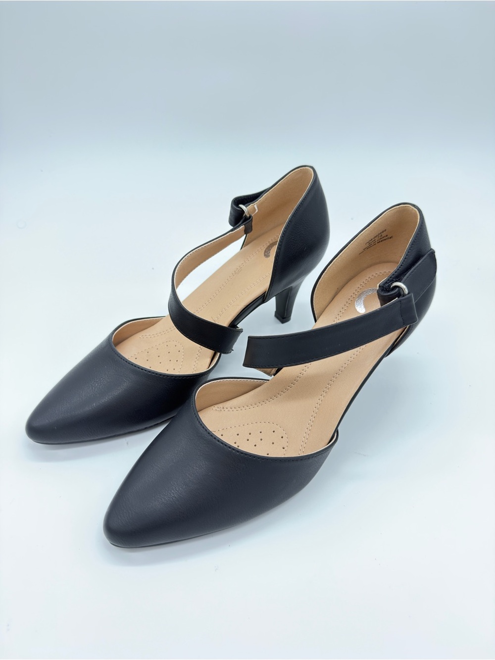 Journee Collection Black Pointed-Toe Cross-Strap Heels